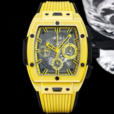 Hublot rubber strap replica replacement SPIRIT OF BIG BANG Yellow steel case Diameter 42mm watch
